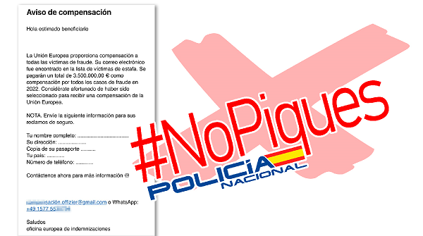 policia's tweet photo. 🗣⚠Varios nos habéis avisado de que está circulando este #phishing ⬇

☠OJO, solo quieren tus datos personales con intenciones fraudulentas

#NoPiques #ColaboraciónCiudadana https://t.co/W6brYKS9Vu