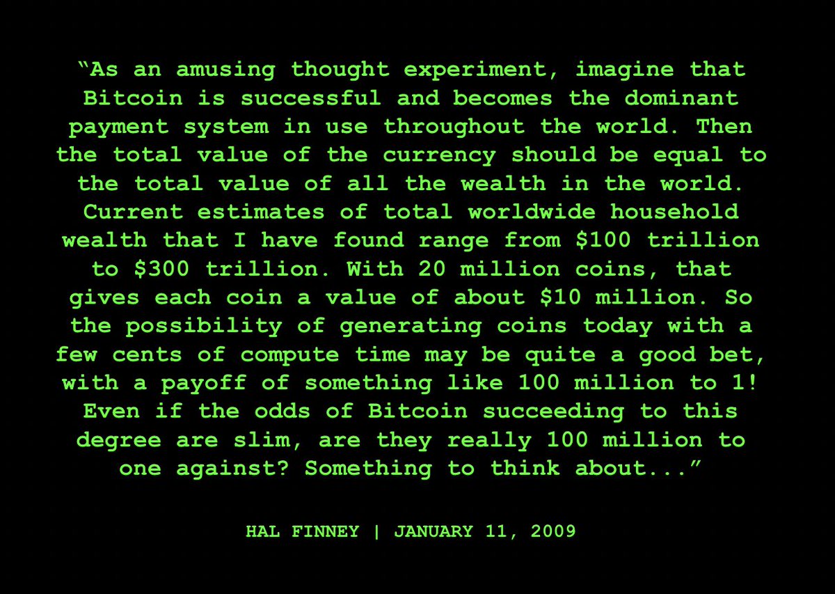 pete_rizzo_'s tweet photo. ✨ Hal Finney: $10 million per #Bitcoin 

Exactly 14 years ago 💫 https://t.co/eDath1GS2l