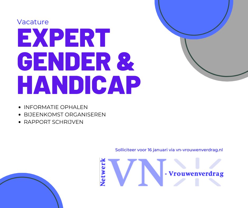Laatste kans om te solliciteren op deze mooie vacatures!

Meer info op: vn-vrouwenverdrag.nl