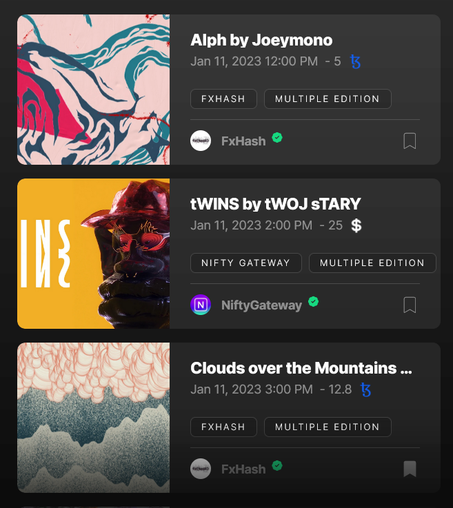 DropHook_'s tweet photo. First drops of the day, kicking off in 30minutes 🔥

Alph by @joey_mono, tWINS by @tWOJ_sTARY_997 &amp; Clouds over the mountains by @tsaiadrian 

View all of todays drops here: https://t.co/9R4RUIQ8Db https://t.co/FthELEnfLN