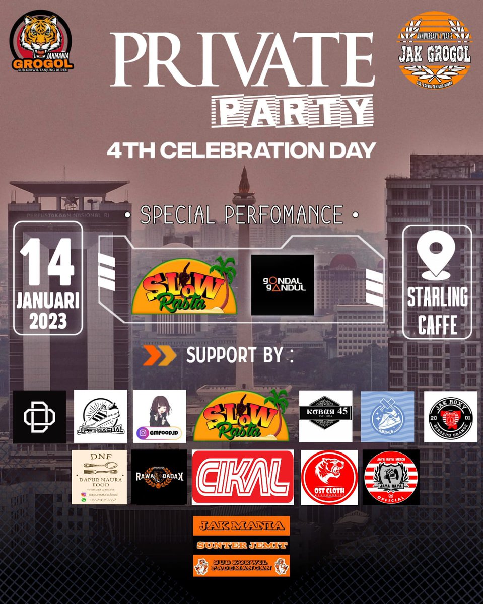#SLoWgigs | Saturday , 14 January 2023 | at Starlink_Coffe (jln kyai tapa no 300 rt 1 rw 1. kelurahan grogol) | jam 19.00 | Ticket : 40k | more info : instagram @jak_grogol  #show #reggaeneration #anniversaryjakgrogol #enjoytogether
