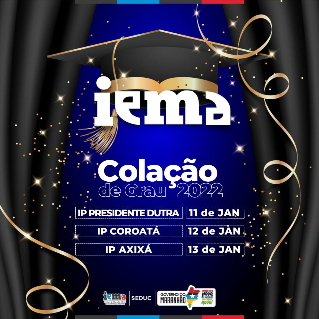 iemaoficialma's tweet photo. ✨Se liga na agenda da semana de Colação de Grau dos nossos alunos de 2022!
📌Ao todo serão 377 formandos de 3 unidades dos IEMA's, Presidente Dutra, Coroatá e Axixá.
🥳 Um viva aos futuros profissionais do Maranhão!
#colacaodegrau #iema #futurosprofissionais #governodoma https://t.co/CZNuufvjWX