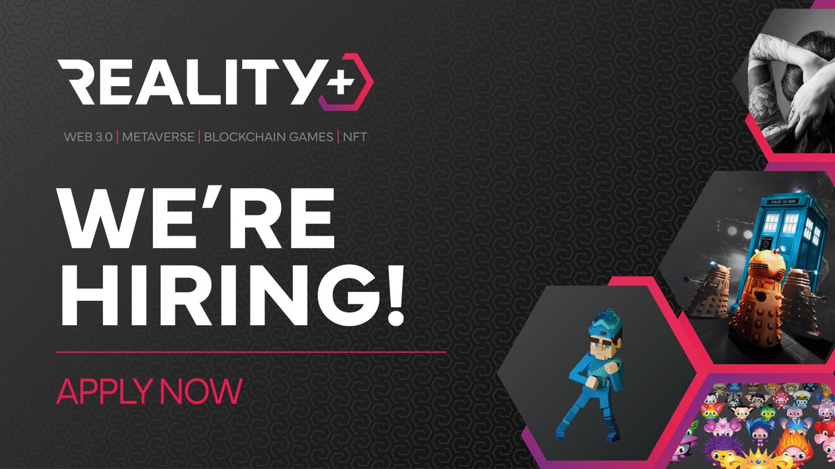 RealityPlusWeb3's tweet photo. 💥We're #Hiring!💥
Reality+ is hiring and what a perfect time to be joining us. If you are looking for more autonomy, more growth opportunities and the ability to pave your own path, check out our remote roles⬇️:
#web3 #realityplus #gaming #blockchaingaming #nft https://t.co/nfa7CATtgw