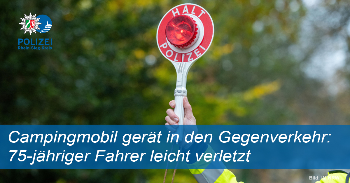 polizei_nrw_su's tweet photo. Am Dienstag kam es auf der Zeithstraße in #NeunkirchenSeelscheid zu einer Kollision zwischen einem SUV und einem Campingmobil. Der 75-jährige Fahrer des Campingmobils war aus ungeklärten Gründen in den Gegenverkehr geraten und wurde leicht verletzt: https://t.co/tYe892AaY3 https://t.co/BEZDIwAonw