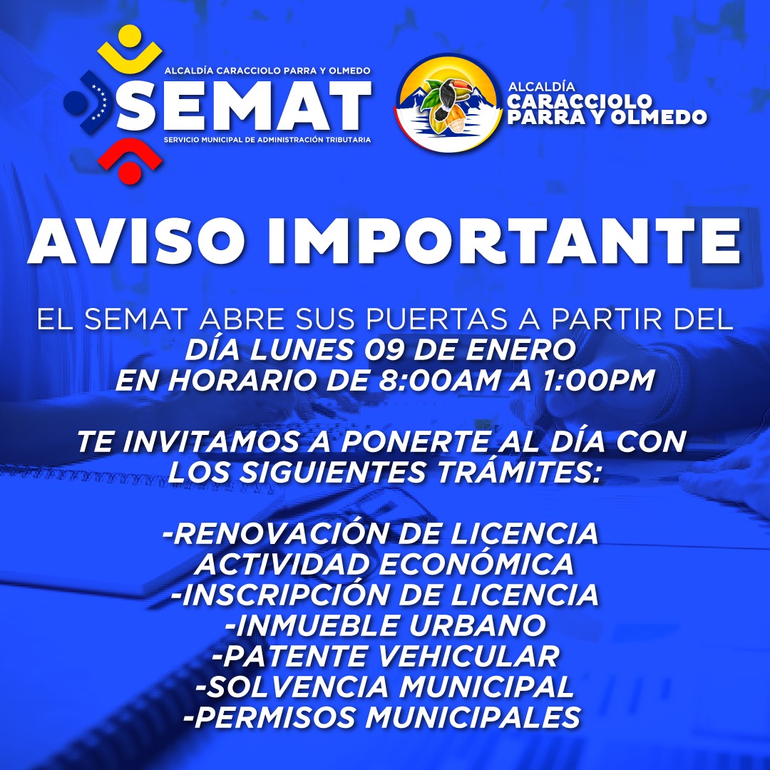 Alcalde_ASuarez's tweet photo. #Semat || 🌝🔵🔴📰 #11Ene

El Servicio Municipal de Administración Tributaria informa a la colectividad en general que serán sancionados aquellos contribuyentes que expendan licor sin tener los permisos pertinentes.

¡Evite sanciones!

¡🅄🄽🄸🄳🄾🅂 🄿🄾🅁 🄴🄻 🄲🄰🄼🄱🄸🄾! https://t.co/McxhYpmSx3