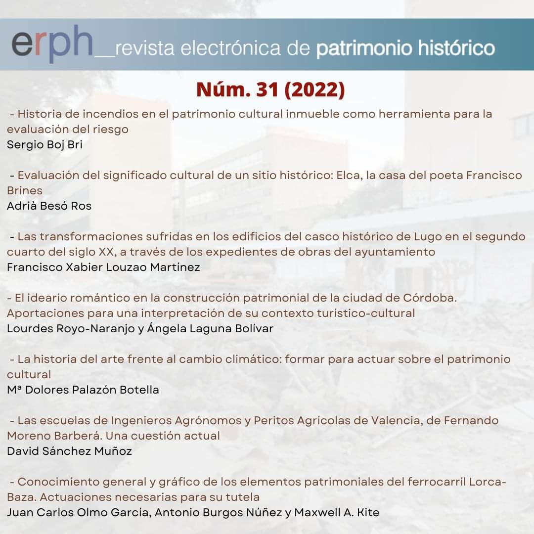 Erphrevista's tweet photo. Arrancamos el año con la publicación de los artículos que conforman el número recien publicado de erph, erph 31.

Podéis acceder a todos ellos en el siguiente enlace:

https://t.co/IMEuzrelIf

#erph #eug #patrimoniocultural #ugr #revistacientífica https://t.co/JLaGJTfHqI