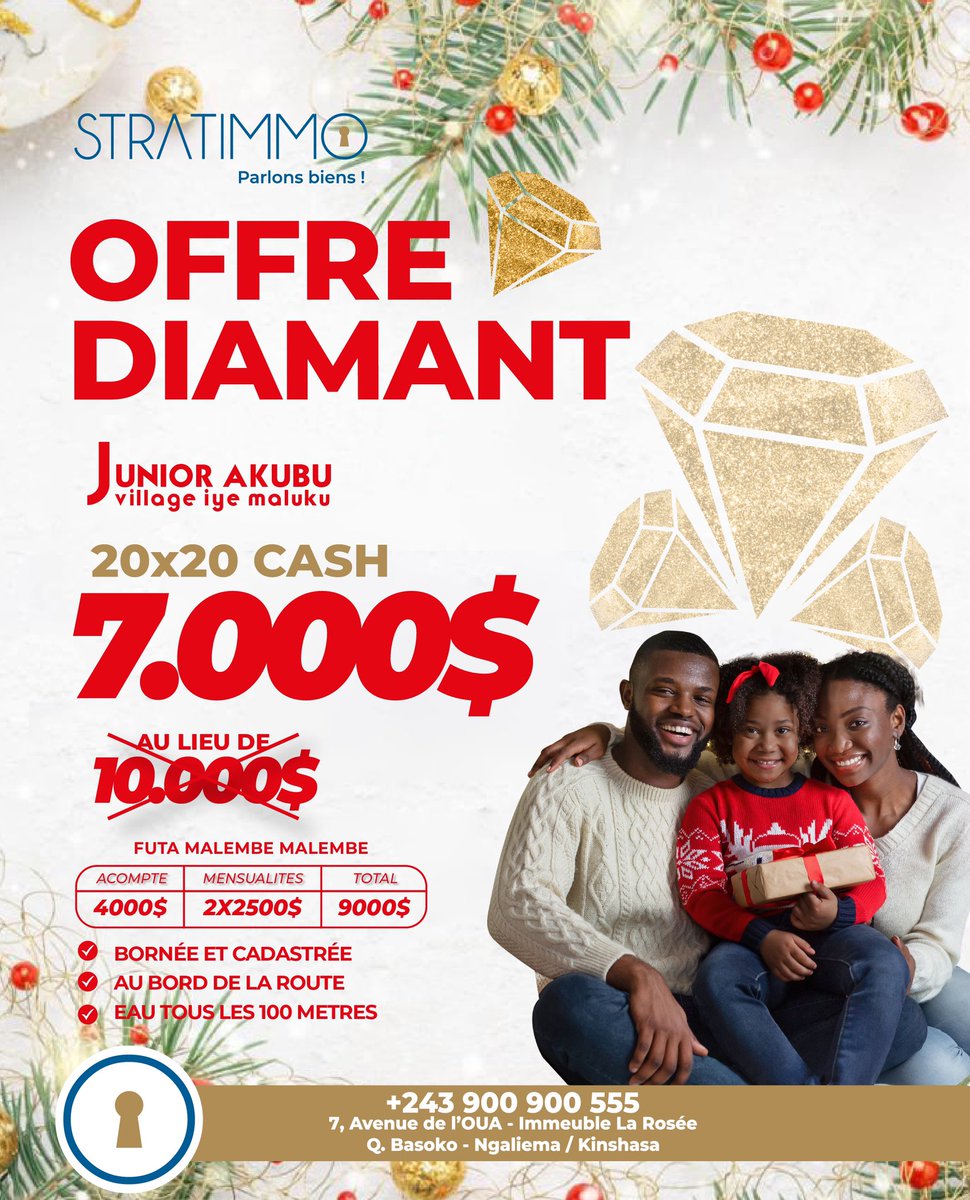 stratimmo's tweet photo. 🔷 Découvrez notre cité Junior Akubu 🔷

📍Lieu : Maluku. 

🍀 Dimensions: 20m X 20m.
🍀 Au bord de la route. 
🍀 Parcelles bornées et cadastrées. 
🍀 Eau tous les 100 mètres. 
🍀 Prix : 7.000$.

Infos au:

📞 +243 900 900 555 (WhatsApp)
📞 +243 900 900 777 https://t.co/OjufNP7aVl