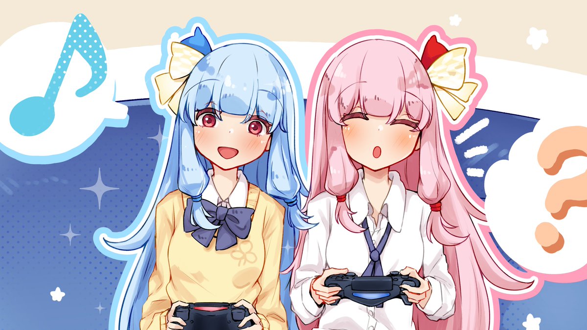 kotonoha akane ,kotonoha aoi multiple girls 2girls pink hair siblings sisters blue hair long hair  illustration images