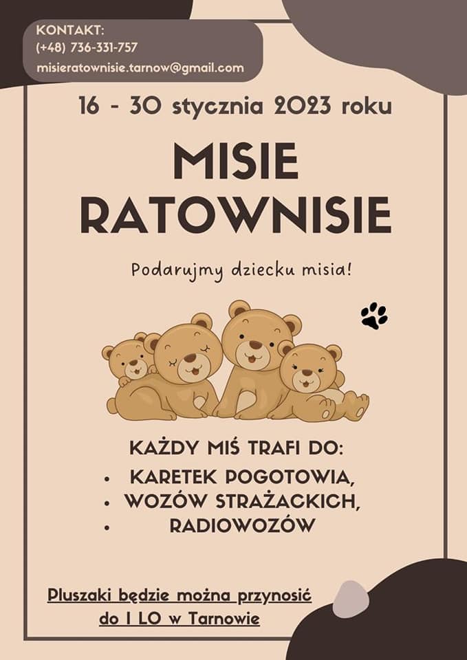Podziel się 🧸 pluszakiem! Uczennice I LO proszą o podarki w postaci misiów, które będą przekazywane dzieciom 👶👧 w trakcie akcji ratunkowych. 
Szczegóły ➡ bit.ly/3CEMpr5