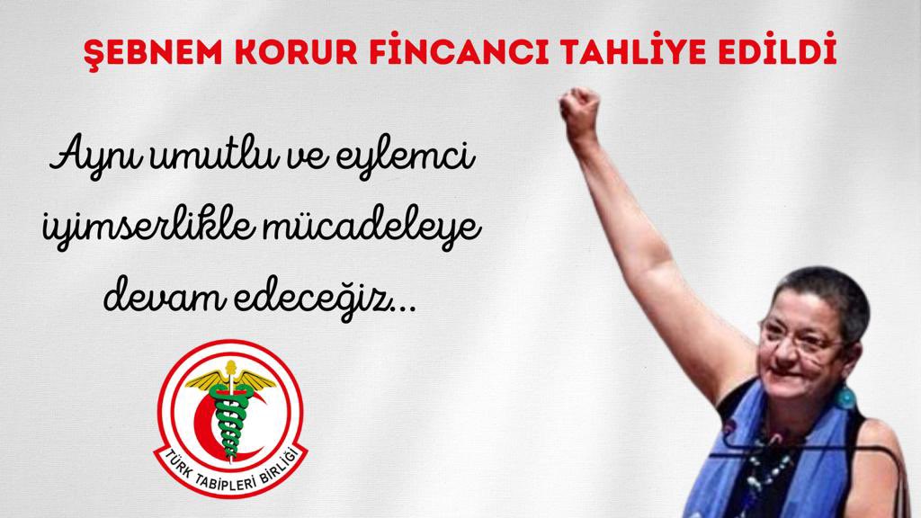 urfatabip's tweet photo. Prof. Dr. Şebnem Korur Fincancı özgür. 

#ŞebnemHocaÖzgür
#İyikiTTBvar https://t.co/9ZEe0QyCoR