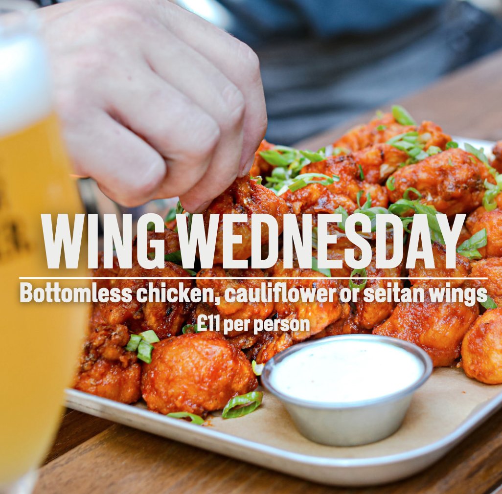 WINGS WEDNESDAY 🍗 You know what that means - Book now for 90 minutes of unlimited Chicken, Cauliflower or Seitan Wings! 🤩 Link to book in bio!😁 #brewdogbradford #bradfordbar #wingswednesday
