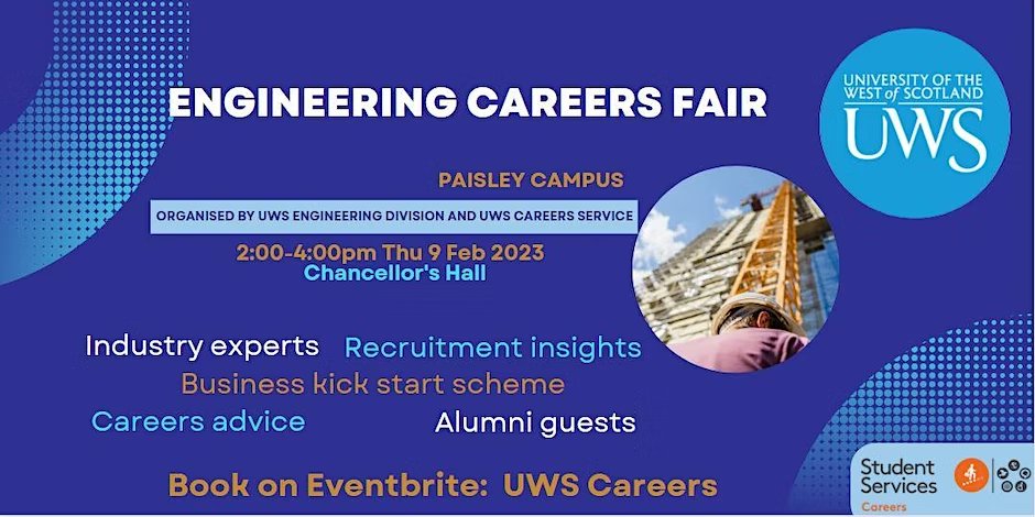 We are running our Engineering Careers event: 2pm-4pm Thu 9 Feb Paisley campus We welcome employers to promote your organisation and network with our students and alumni. If you are able to attend, please fill in this form. forms.office.com/pages/response…