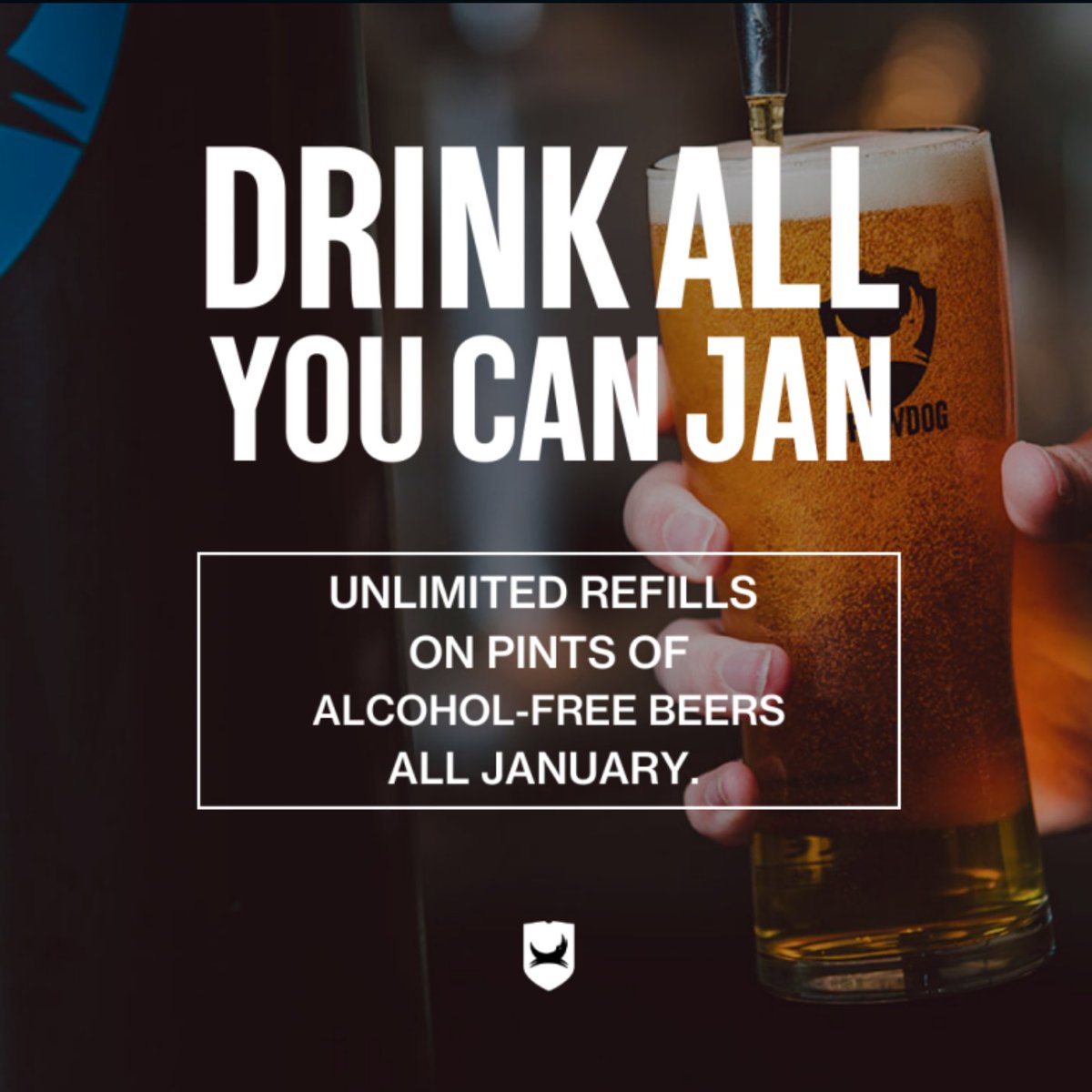 DRINK ALL YOU CAN JAN🎉 Free AF Refills available for all of January!🤩 #brewdogbradford #bradfordbar #freeaf #dryjanuary