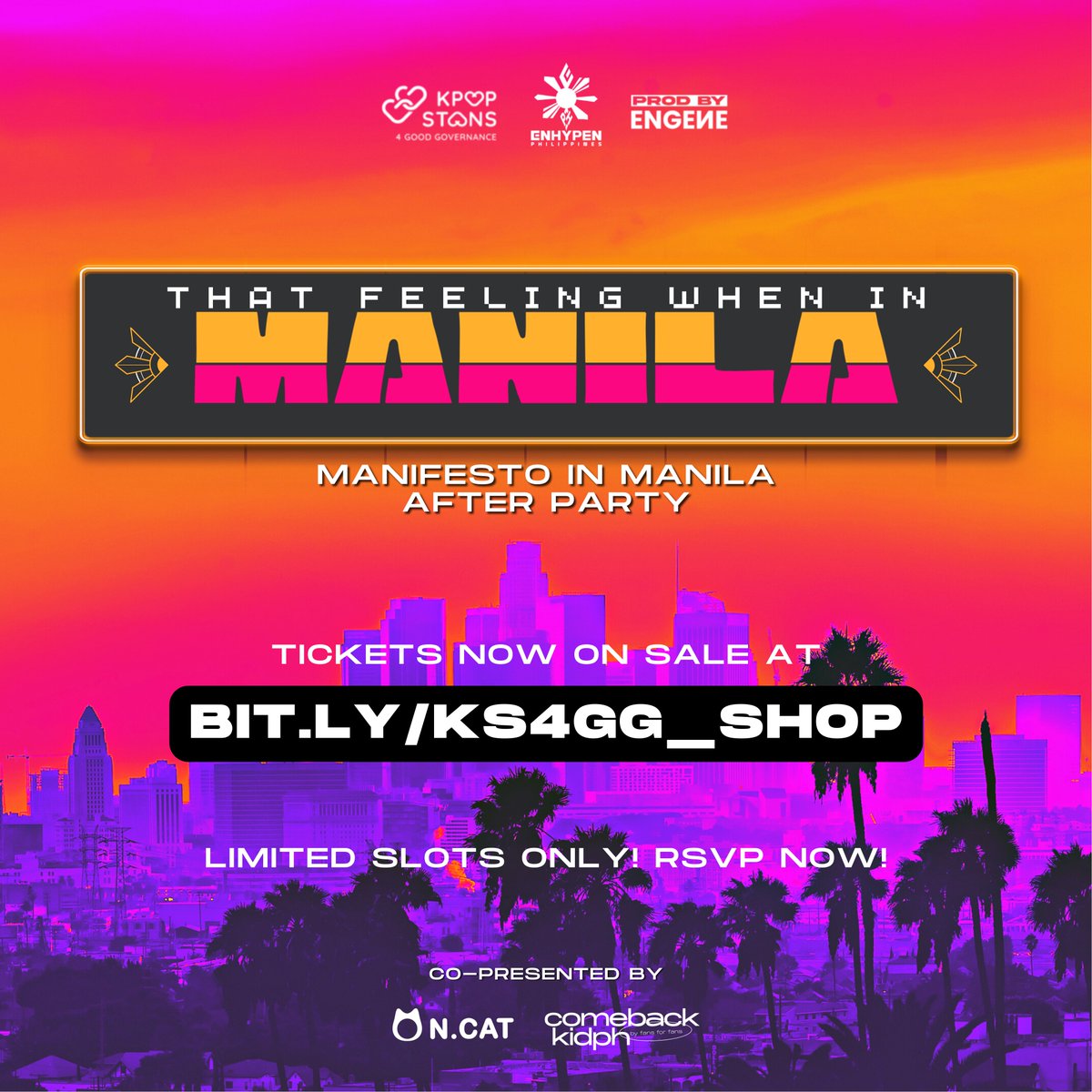 KPOPSTANS4GG's tweet photo. ENGENES! 

#TFW_AfterParty tickets are now available at https://t.co/SQoojh21AY. 

Limited slots only! RSVP now!

IMPORTANT REMINDER: You may checkout 2 or more tickets per transaction. Just make sure to upload all attendees' vaxx cards along with your POP.

#MANIFESTO_IN_MANILA https://t.co/4aLp3Mz0Nm