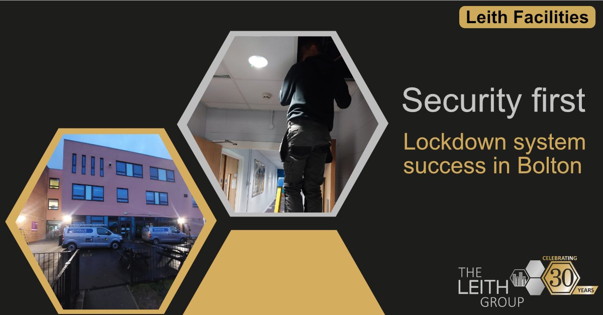 LeithPlanning's tweet photo. The electrical team have been hard at work in a school in Bolton delivering the installation of a lockdown system in Bolton providing 6 secure zones and 100 speakers. Delivered on time and on budget. Great team work. 

#growthmindset #theleithgroup #planning #facilitiesmanagement https://t.co/CyDli1Fp1v