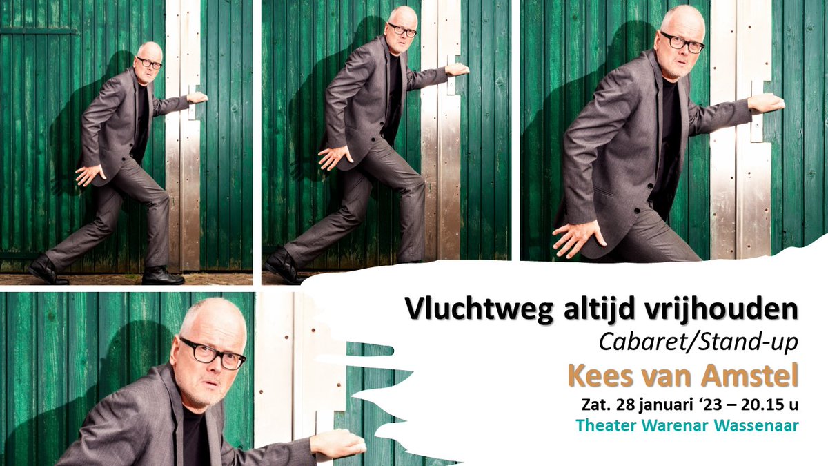 TheaterWarenar's tweet photo. @keesvanamstel gaat op 28 januari met Wassenaar in gesprek over waarom we toch zo graag vluchten: voor verantwoordelijkheden, voor stress, voor elkaar.
Kees vlucht ook graag, maar voor z’n plezier. Vluchtweg altijd vrijhouden... om te reizen. Reizen naar (on)gewone werelden. https://t.co/zwnlf5KrHd