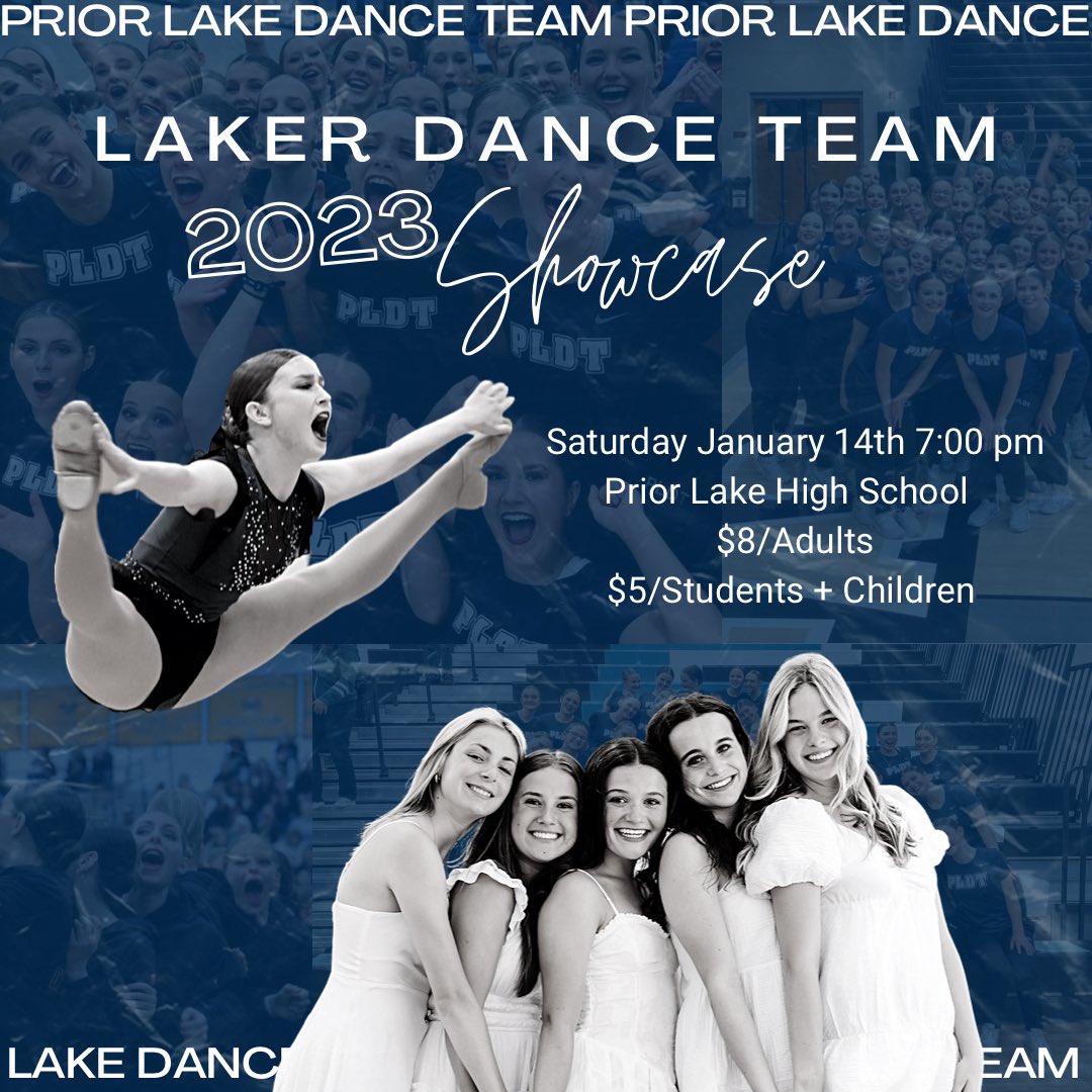 PriorLake_DT's tweet photo. Head out to the Laker Dance Team Showcase this Saturday the 14th! We will have performances from PLDT, some of our MDT soloists, and more. If you haven’t been able to get to a competition this is a perfect time to PLDT before the season ends! See you there! 💙💛 https://t.co/HDPcDuSeEP