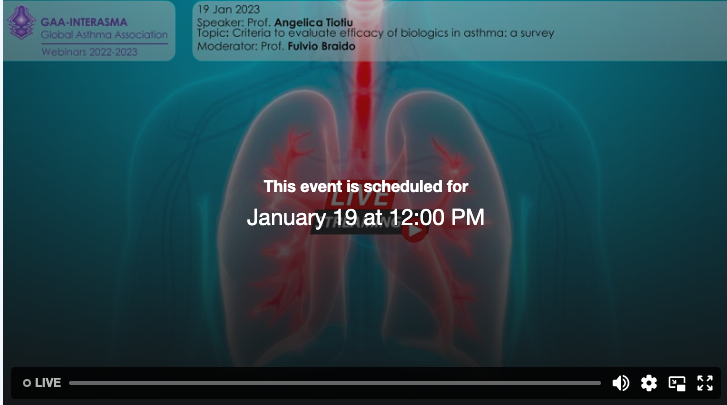 Interasma's tweet photo. New GAA - #Interasma #Webinar: Criteria to evaluate efficacy of #biologics in #asthma: a survey
Speaker: Prof. Angelica Tiotiu
Moderator: Prof. Fulvio Braido
Jan 19, 2023 – CET 16.00h
https://t.co/HQhy84hId8 https://t.co/6ik7rSEbrK