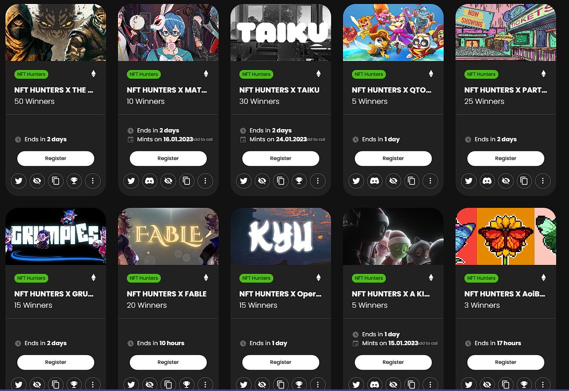 Hi fam, we hope u are having a good day ☀️

There are currently 10 giveaways active on our Discord server. Feel free to let us know in the comments the projects you want us to collaborate on 🤝🏻

We will be happy to see you all among us —> discord.gg/nfthunters 🫶🏻