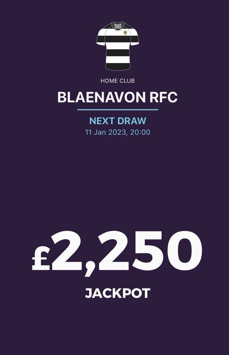 Blaenavon_RFC (@blaenavonrugby) on Twitter photo π¨π¨ Our LOTTO DRAW is tonight!! π¨π¨
There's still time to enter for a chance to win Β£2,250 jackpot! π°π°π°
Enter via:
π² the <a href="/DIGI4_/">DIGI4 - Online Lottery</a> App
π©βπ» or go to digi4.co.uk
#InItToWinIt #Lotto #Lottery #fingerscrossed #blanfam #communitylotto π¨π¨ Our LOTTO DRAW is tonight!! π¨π¨
There's still time to enter for a chance to win Β£2,250 jackpot! π°π°π°
Enter via:
π² the <a href="/DIGI4_/">DIGI4 - Online Lottery</a> App
π©βπ» or go to digi4.co.uk
#InItToWinIt #Lotto #Lottery #fingerscrossed #blanfam #communitylotto