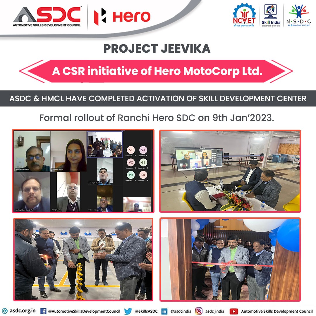 SkillsASDC's tweet photo. We are glad to inform you that ASDC & HMCL have completed activation of Skill Development center at Ranchi, under the phase II of project Jeevika.
#AutomotiveIndustry #AutoSkills #Skills #SkillingIndia #SkillIndia #Skills4All #AbSkillsKiBaari #Courses #AutoRatri #Skilling https://t.co/byhrXpVa7m
