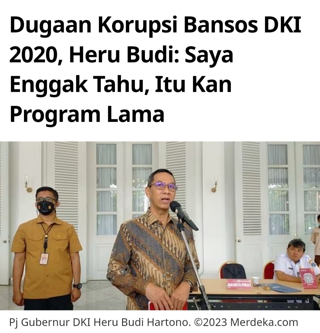 Tugas pak Heru makin BERAT, dugaan KORUPSI BANSOS DKI tahun 2020 adl salah satu bukti WARISAN KETIDAKBECUSAN gubernur sebelumnya

Sangat wajar jika banyak orang yang MARAH saat ABAS LENGSER, ternyata mereka TAKUT LAHAN BASAHNYA DIKERINGKAN

Rakyat MENDUKUNGMU pak HERU