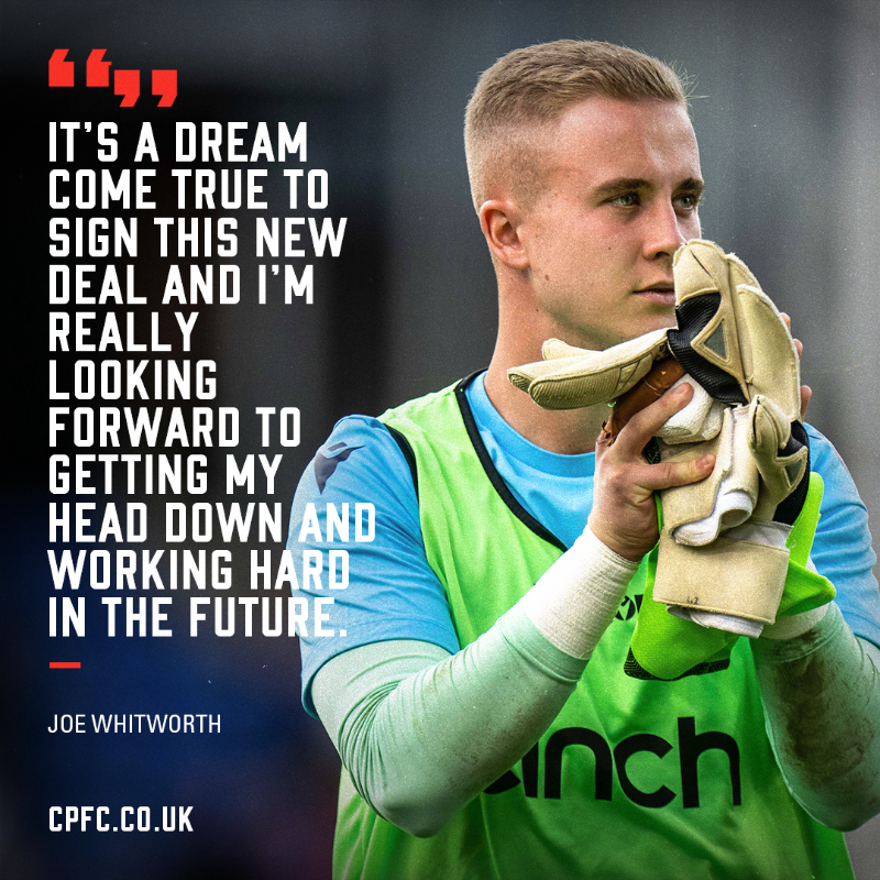CPFC's tweet photo. Contract extension: ✅

Love it, @JoeWhitworth_1 ❤️💙

#CPFC