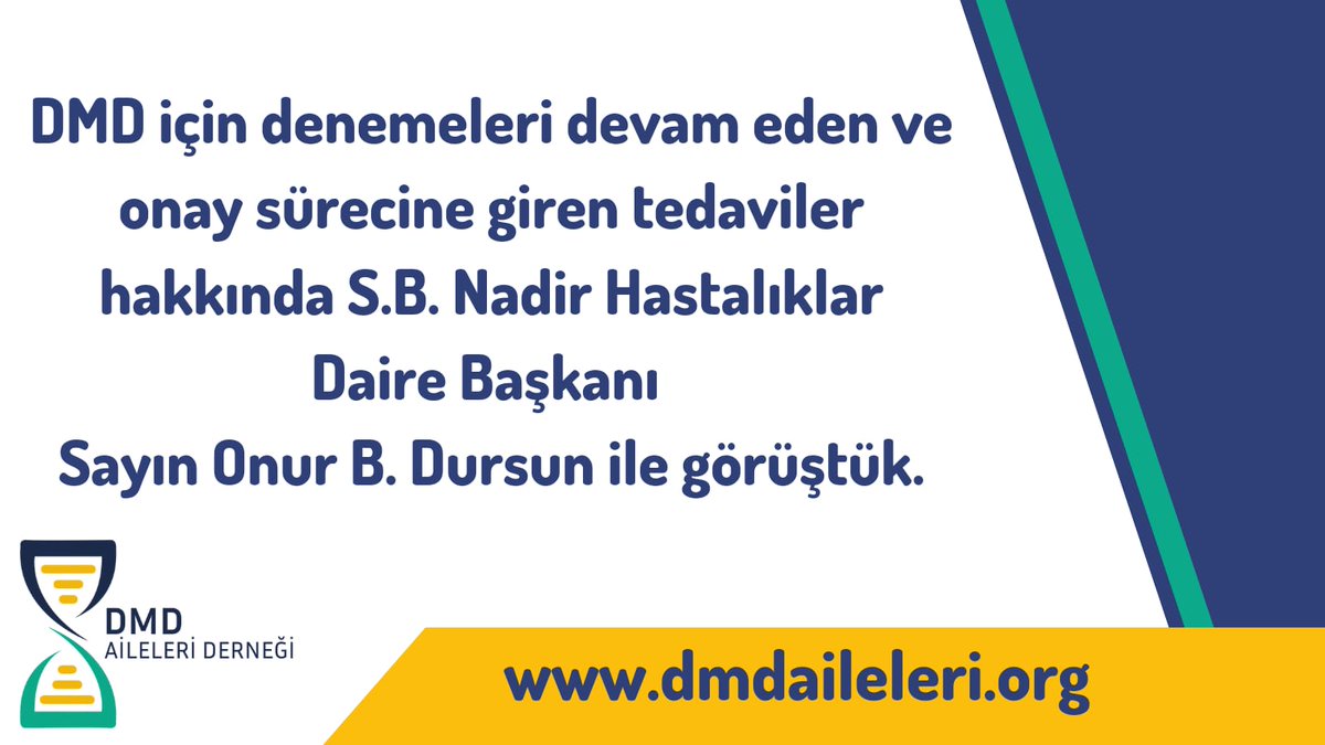 Dmd_aileleri's tweet photo. DMD için denemeleri devam eden ve onay sürecine giren tedaviler hakkında S.B. Nadir Hastalıklar Daire Başkanı Sayın Onur B. Dursun ile görüştük.
@saglikbakanligi https://t.co/D84a5ygsvS