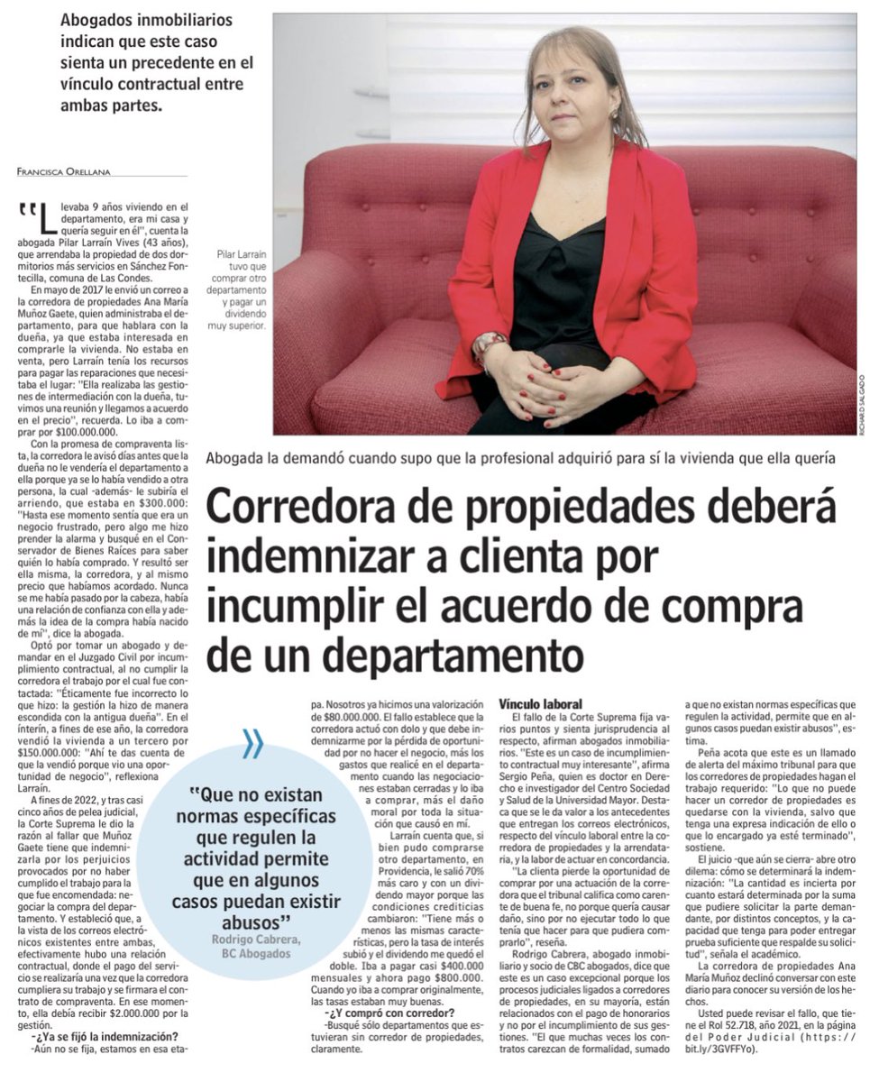 LLeguleya's tweet photo. Corredora de propiedades deberá indemnizar a clienta por incumplir el acuerdo de compra de un departamento (vía @lun) https://t.co/pMkCSRVZFR