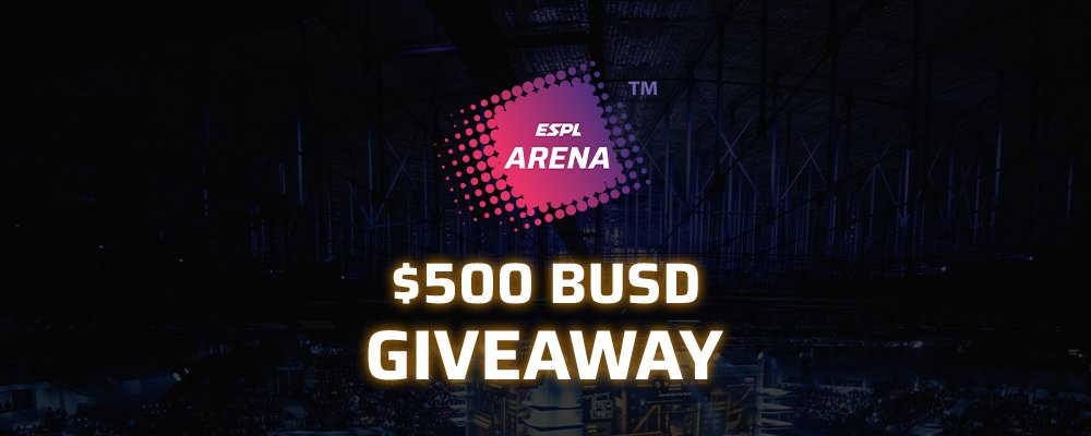 ESPL is integrating blockchain and we’re celebrating by giving away $500 BUSD to our community, YOU! 🥳

50 winners will win $10 BUSD each! 🤑

Join it here: gleam.io/8sJLf/500-busd…
Share this tweet to your friends!

#Giveaways #blockchain #Crypto #P2E #BUSD