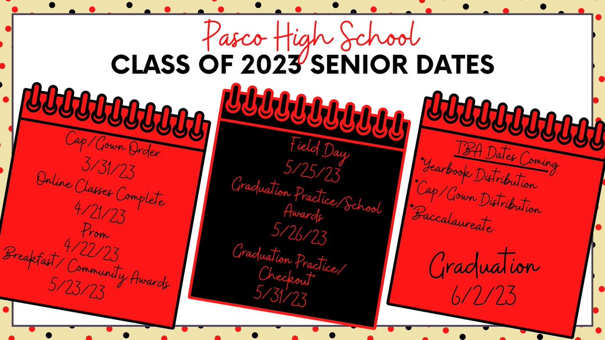 PHS_Principal's tweet photo. Class of 2023 Important Dates: https://t.co/8QZ0z4WolW