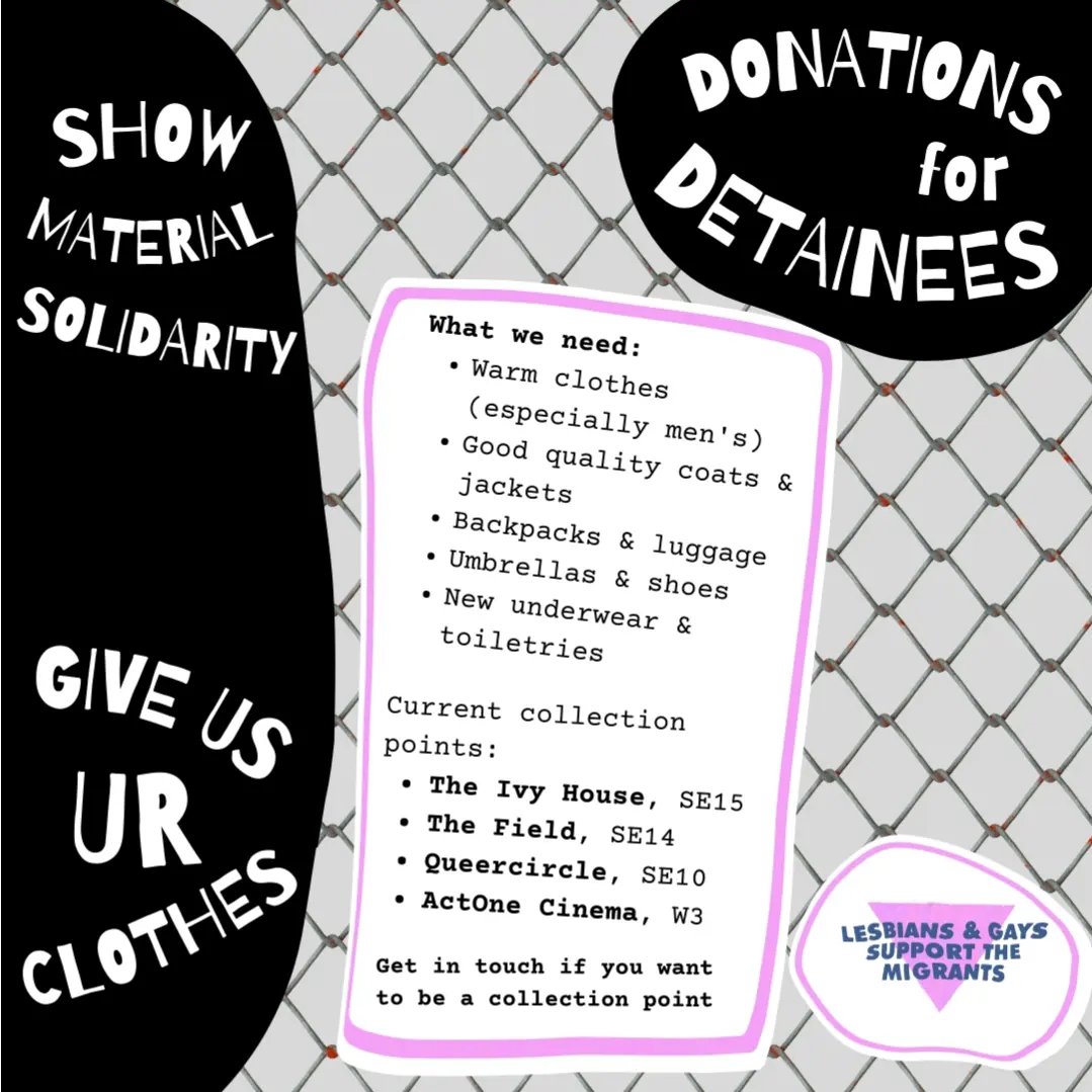 📣📣📣 GIVE US UR CLOTHES 📣📣📣

Last year, activists forced the government to empty Manston detention centre, in response to the level of degradation and unsafe conditions thousands of asylum seekers were being forced to endure.