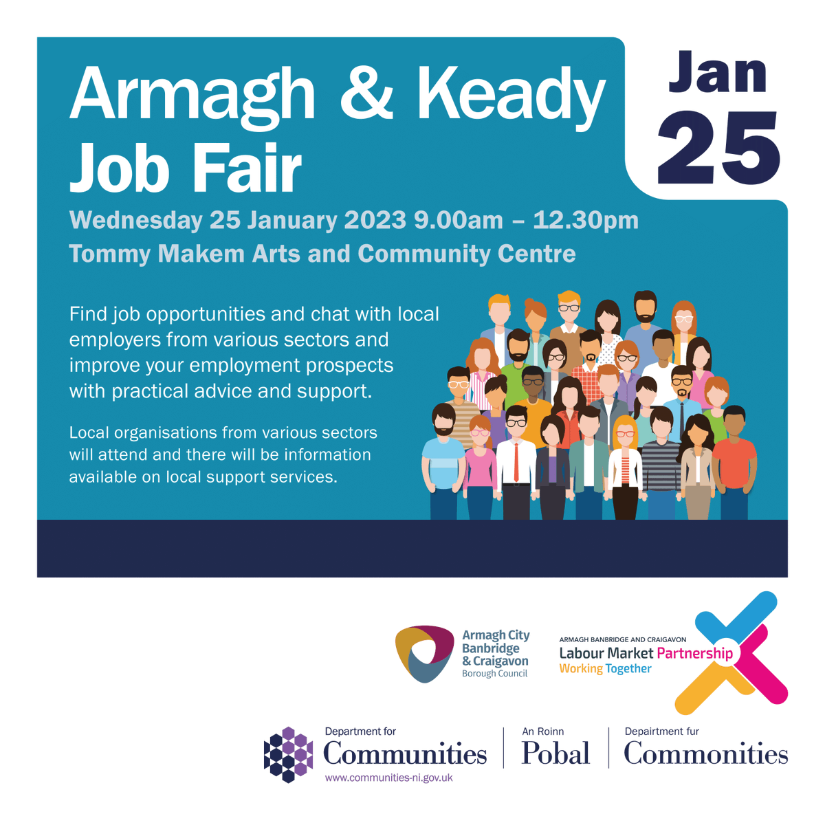 TADA_RSN's tweet photo. @abcb_council  will be hosting a Job Fair at the Tommy Makem Arts and Community Centre on Wednesday 25th January 2023. https://t.co/m8yMg14Z2A