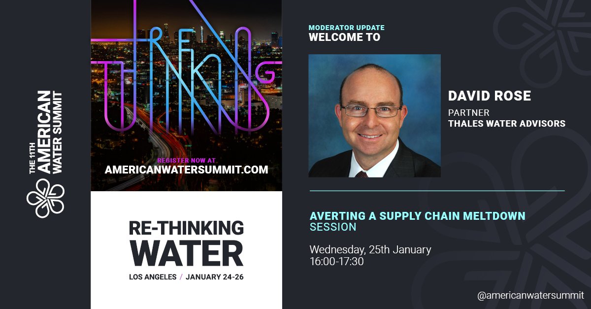 Please join Thales partner, David Rose, January 25th at the American Water Summit for a session on Averting A Supply Chain Meltdown. The panel will include executives from across the water sector.
#AWS23 @americanwatersummit