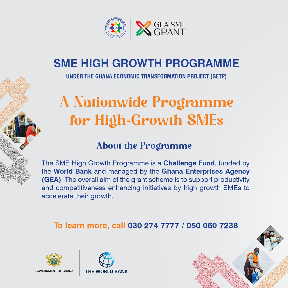 gea_ghana's tweet photo. In case you missed the National Launch of the SME High Growth Programme, here’s what you need to know about the Programme.

To learn more, visit https://t.co/o5zKahVrGe.

#GEA 
#getp
#empoweringpeople
#transformingMSMEs https://t.co/9yyqJi6ShC
