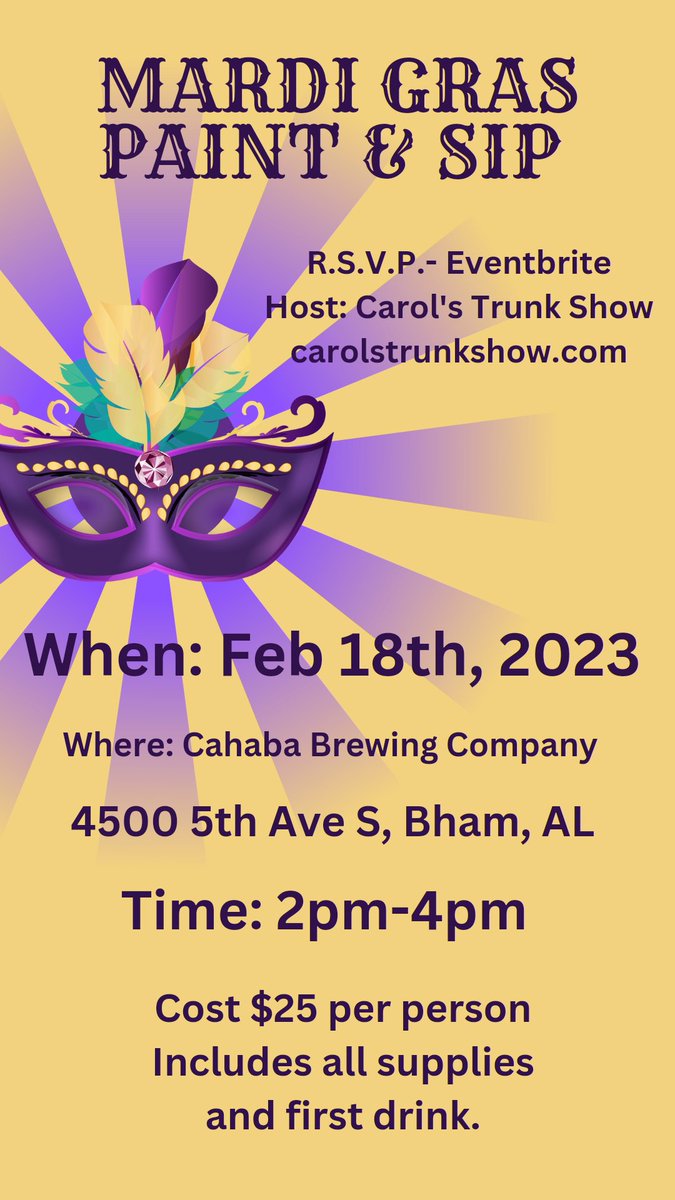 #Mardi #MardiGras #Twitter #Tweet #TrendingNow #trend #Trending #support #supportevents #eventplanner #birminghamalabama 
@CahabaBrewing