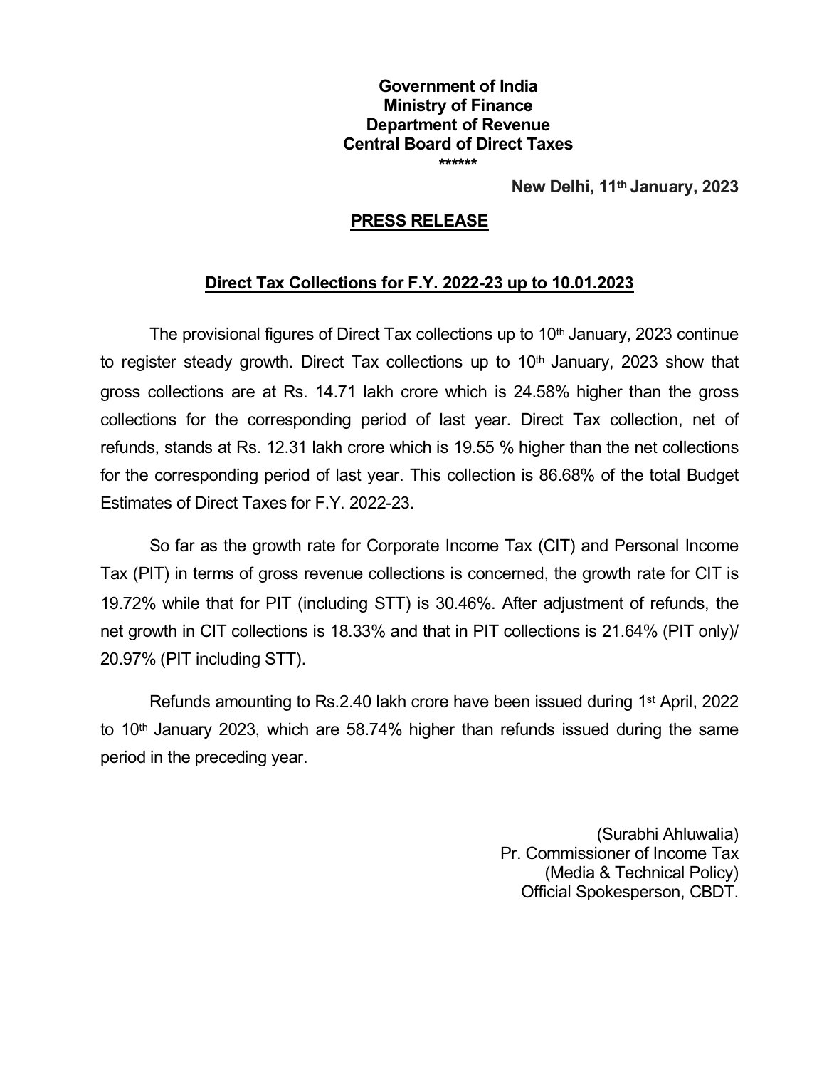 Income Tax India On Twitter Gross Direct Tax Collections For FY 2022 income-tax-india-on-twitter-gross-direct-tax-collections-for-fy-2022