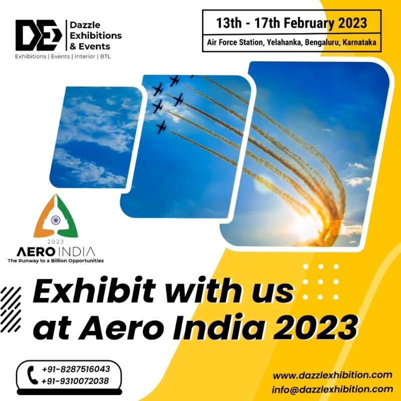 Dazzlexhibition's tweet photo. Exhibit with us at #aeroindia

#dazzleexhibitionsandevents #dazzleexhibition #airshow #aeroshow #aeroindia #exhibitionstalldesign #stallfabrication #standdesign #boothbuilders #asiaslargestaeroshow #yelahanka #yelahankaairforcestation #karnataka #india #indianairforce #Services https://t.co/e8MrLVt2vV