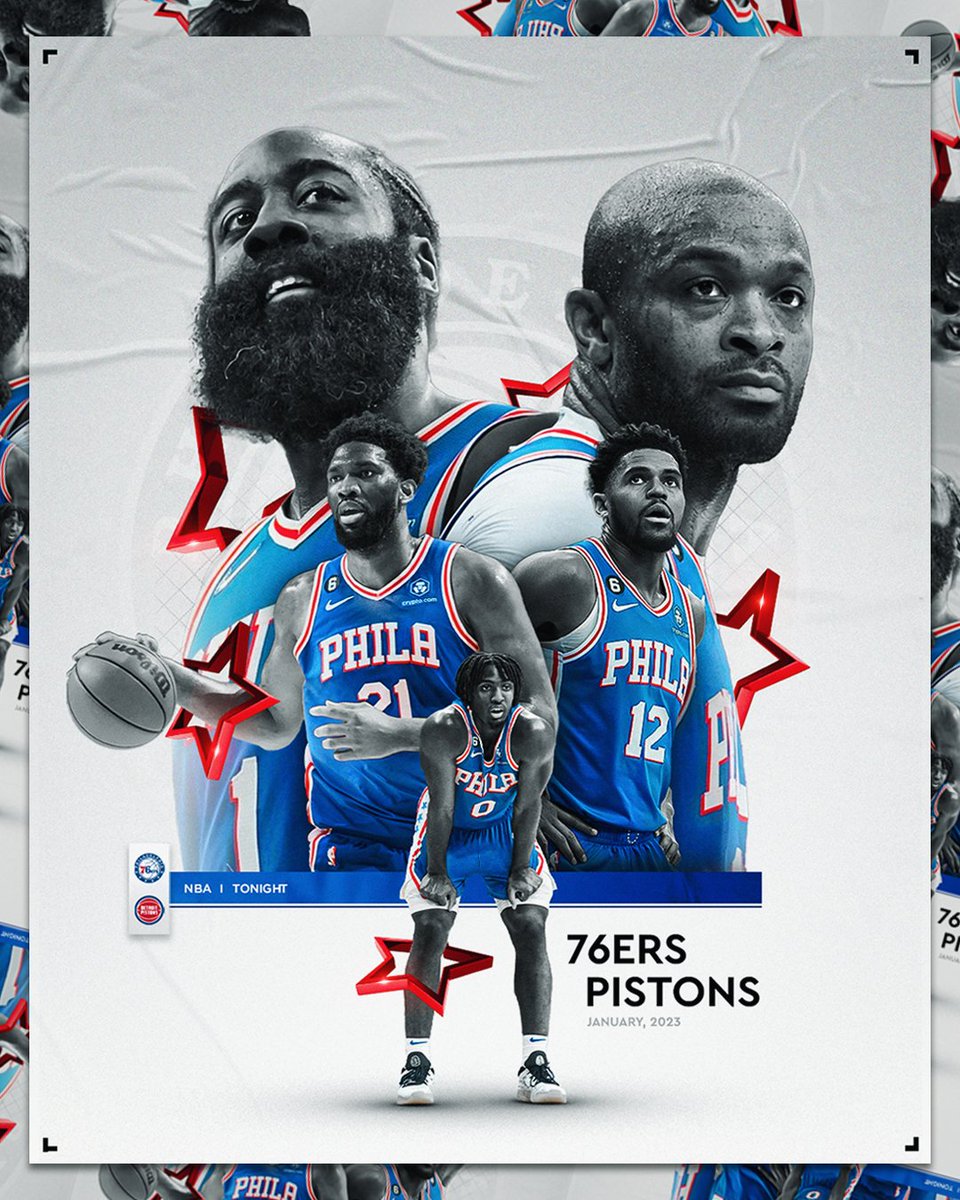 Match-day poster for @sixers vs @DetroitPistons @NBA #philadelphia76ers #76ersnation #76ersbasketball #76ersgame #go76ers #philadelphia76ersbasketball #philly76ers #109876ers #oster76ers #philidelphia76ers #philadephia76ers #76ersfans