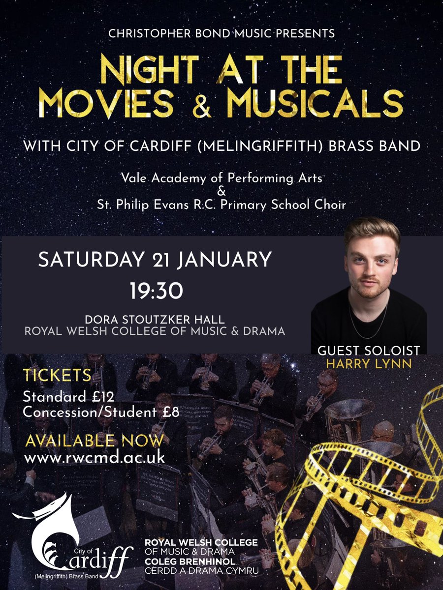 🎭 𝗡𝗜𝗚𝗛𝗧 𝗔𝗧 𝗧𝗛𝗘 𝗠𝗢𝗩𝗜𝗘𝗦 &amp; 𝗠𝗨𝗦𝗜𝗖𝗔𝗟𝗦 🎭

M1 join forces with Vale Academy of Performing Arts, St Philip Evans R.C. Primary School Choir and guest soloist, <a href="/HarryLynn98/">Harry Lynn</a>, for a night of entertainment at the glorious <a href="/RWCMD/">Royal Welsh College of Music & Drama</a>. 

Tickets:

rwcmd.ac.uk/events/2023-01…
