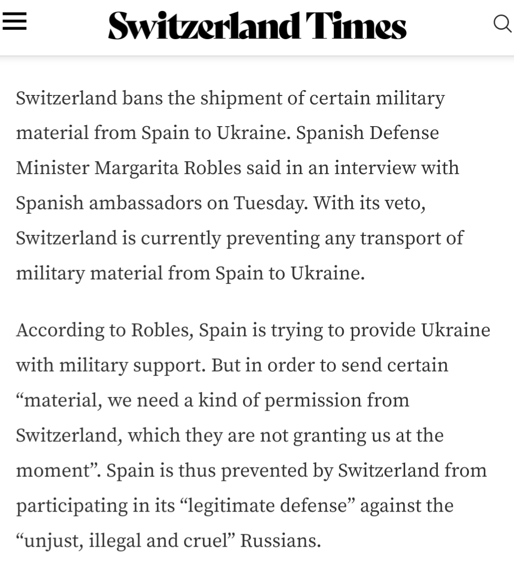 amriana's tweet photo. #Switzerland !
Time is the most precious asset We have. Please do NOT waste time!
Act in a timely & proper manner!
Provide the supplies Spain is requesting!
This evil need to be stopped in
#Ukraine !!!
We cannot have this war to spread to #Europe!
#UkraineWinIsESSENTIAL πΊπ¦ https://t.co/AnmCWqli7x