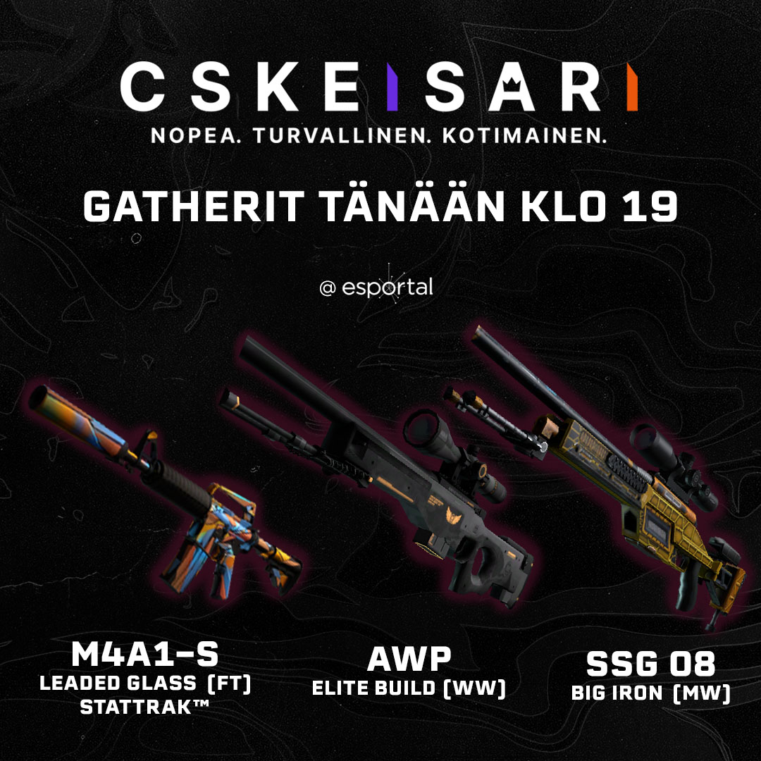 Tänään mennään taas Esportal Star Gathereiden parissa!

Peleille pääsee mukaan 19:00 alkaen ja luvasa on mahtavia skini-droppeja!🔥

Tänään hostina livessä toimii <a href="/Tomppahh/">Tommi Paakkunainen</a>
   - Tästä mukaan illan striimiin twitch.tv/tomppahh🤩

<a href="/CSKeisari/">CSKeisari</a> <a href="/esportalfi/">EsportalFI</a> #ad #csgofi