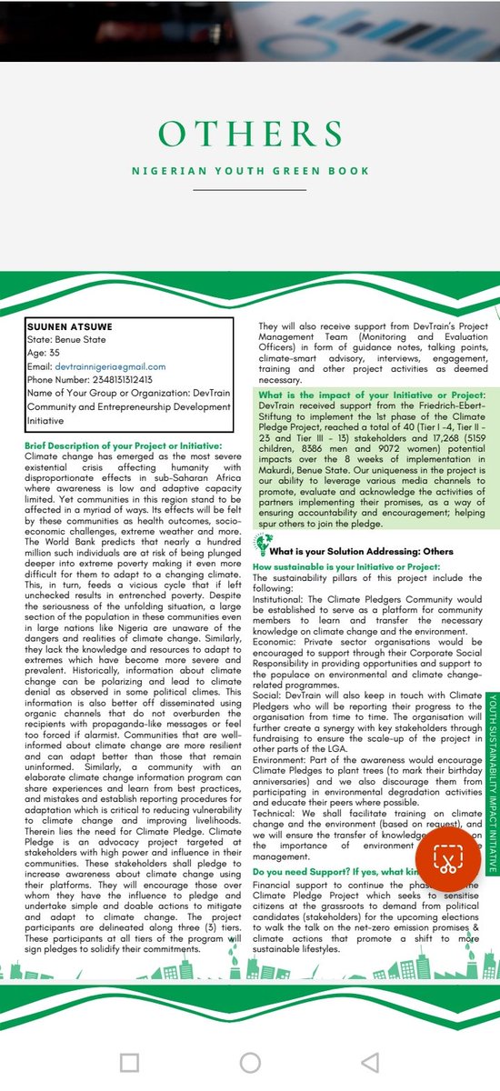 climatepledgeng's tweet photo. Climate Pledge Project got featured in the Nigerian Youth Sustainability Impact Initiative | Green Book | Vol. 1.0

#GreenBook
#GetEveryoneTalkingAboutClimateChange https://t.co/03MNSOUw8p
