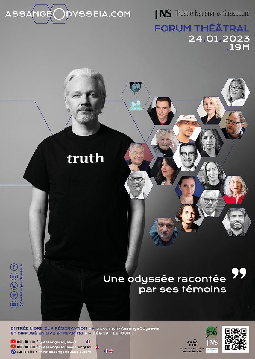 AssangeOdysseia's tweet photo. J-13 for Forum Assange in @TNS_TheatrStras !
The Forum theatre is free
Registrations ➡️ https://t.co/BPoF1pGztN
French #LiveStreaming  ➡️ https://t.co/mhLNKALDMj
English #LiveStreaming  ➡️ https://t.co/cfpm5RLoFC
and on website (link in bio) https://t.co/pnKcbLksxe