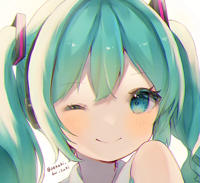 #サムネが横になったから横画面の絵貼ろう絵描きも見たらやるギリギリ横長初音ミク……! 