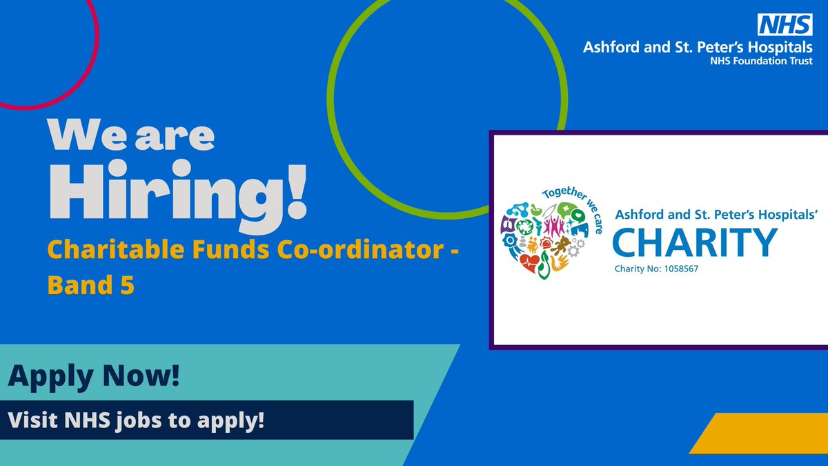 Ashford and St. Peter's Hospitals' Charity (@asphcharity) on Twitter photo 📣 We’re hiring! 📣 We’re looking for an experienced & enthusiastic administrator to join the ASPH Charity as a Charitable Funds Co-ordinator!
For more information about the role & to apply, please visit bit.ly/3Xn5CFs
<a href="/ASPHFT/">Ashford & St Peter's</a> #nhsjobs #nhscareers #hiring #charityjobs 📣 We’re hiring! 📣 We’re looking for an experienced & enthusiastic administrator to join the ASPH Charity as a Charitable Funds Co-ordinator!
For more information about the role & to apply, please visit bit.ly/3Xn5CFs
<a href="/ASPHFT/">Ashford & St Peter's</a> #nhsjobs #nhscareers #hiring #charityjobs