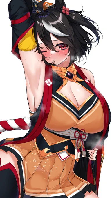 #ウマ娘#ウマ娘プリティーダービー #キタサンブラックskebで描きました、アツいレース後のキタちゃんです。 