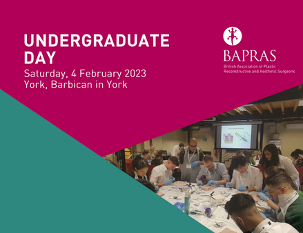 BAPRASvoice's tweet photo. Registration is now open for the BAPRAS Undergraduate Day 2023👩🏽‍⚕️👨🏻‍🎓⚕️ 
Medical students from all years are welcome to join us to learn practical #PlasticSurgery skills, hear career advice &amp; receive a #BAPRAS certificate of attendance for your portfolio 👇
https://t.co/uhubpWhuQA https://t.co/B5GTEA77sn