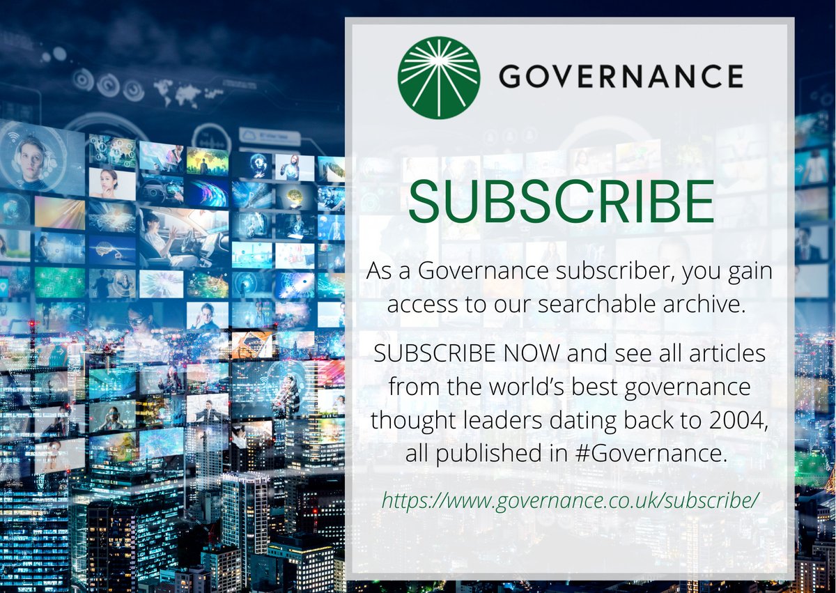 Governance (@_governance) on Twitter photo As a Governance subscriber, you gain access to our vast searchable archive!
SUBSCRIBE NOW to see all articles from the world’s best governance thought leaders dating back to 2004, all published in <a href="/_governance/">Governance</a> :
ow.ly/2JwW50J6Qcg
#Governance #corpgov #thoughtleaders As a Governance subscriber, you gain access to our vast searchable archive!
SUBSCRIBE NOW to see all articles from the world’s best governance thought leaders dating back to 2004, all published in <a href="/_governance/">Governance</a> :
ow.ly/2JwW50J6Qcg
#Governance #corpgov #thoughtleaders