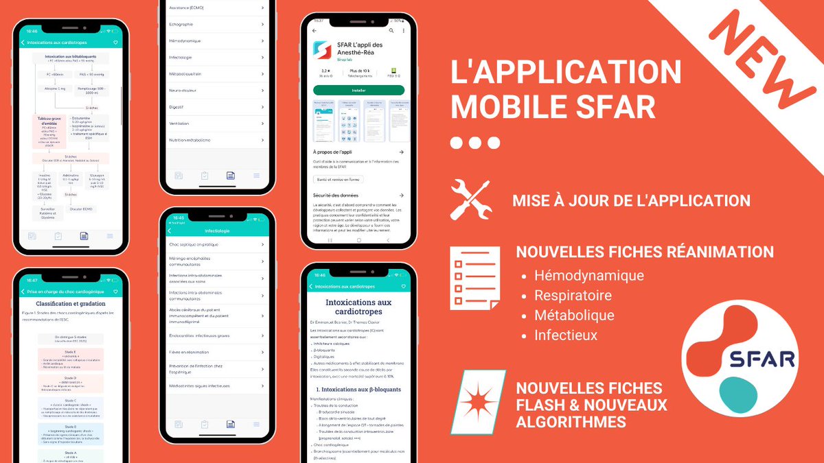 SFAR_ORG's tweet photo. 🚨 Retrouvez la mise à jour de l’appli de la SFAR avec différentes rubriques et des fiches flash !
📥Android ➡️ https://t.co/Rii8pIYmUs
📥IOS ➡️ https://t.co/WavqybY5mk
#ComiteRea @AJARFrance @SyndicatSnarf @SNPHARE @SNJeunesAR @IADE_de_France @contactfnir @cnear_fr @ISNItwit https://t.co/St9kmJydlh